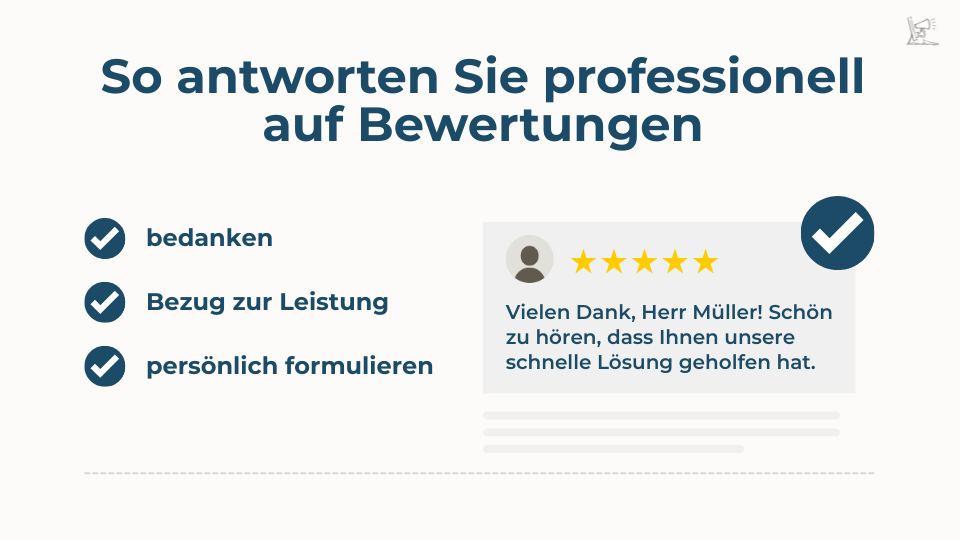 Drei Tipps, wie Sie professionell auf Bewertungen antworten können.