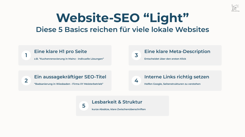 Zeigt die fünf Basics, die unbedingt richtig sein sollen. 